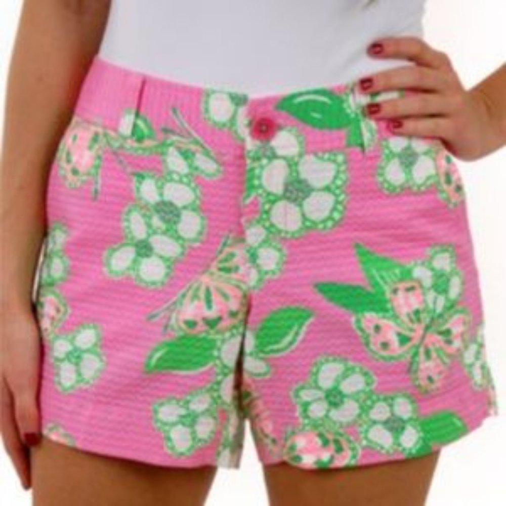 Lilly Pulitzer Tootie Butterfly Callahan Shorts Pink & Green Size 4